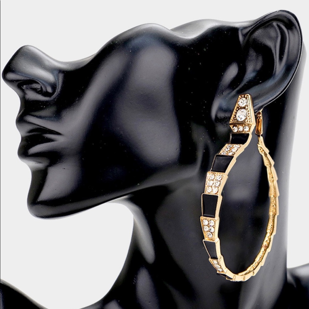 Snake Earrings Black and Gold